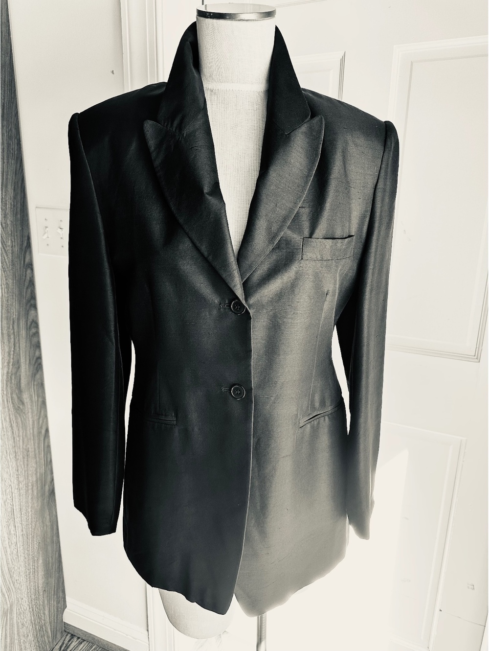 Vintage Black 100% Silk Tailored Fully Lined Blazer Art Of Silk Size M